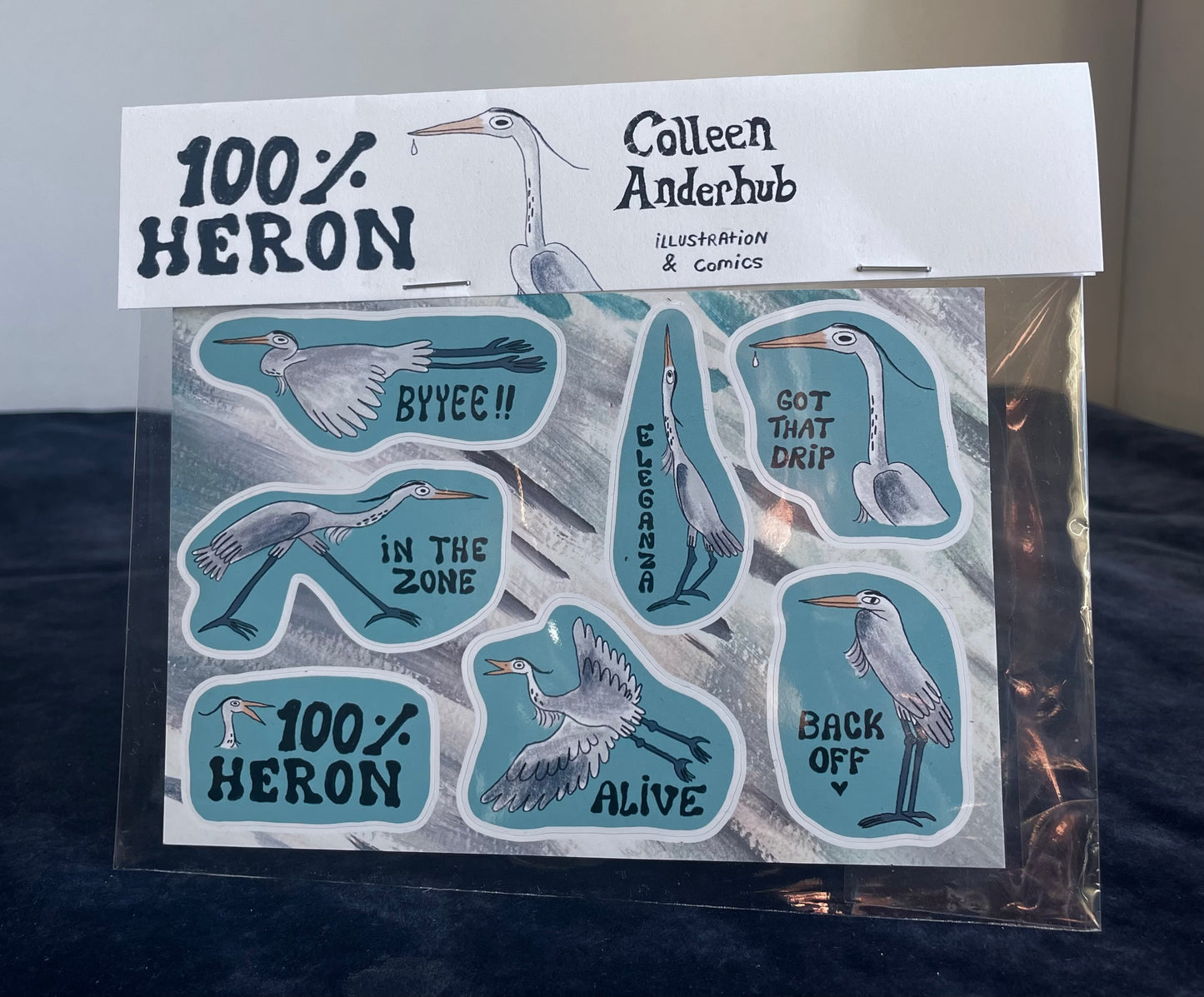 100% Heron Sticker Sheet