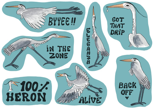 100% Heron Sticker Sheet